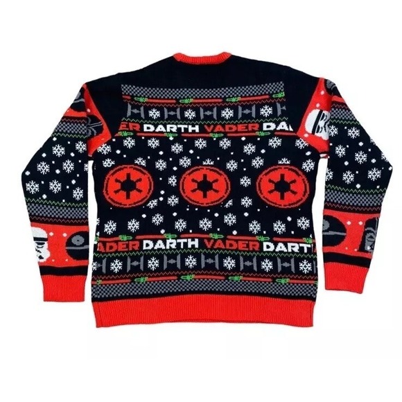 Star Wars Darth Vader Geeknet Ugly Christmas Sweater Men XXL Black Crew Neck NWT - Picture 2 of 7
